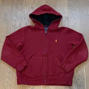 Polo Ralph Lauren Big Boys' Fleece Full-Zip Hoodie with plaid interior hood